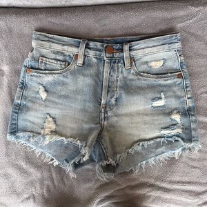 Blank NYC high-rise distressed denim shorts